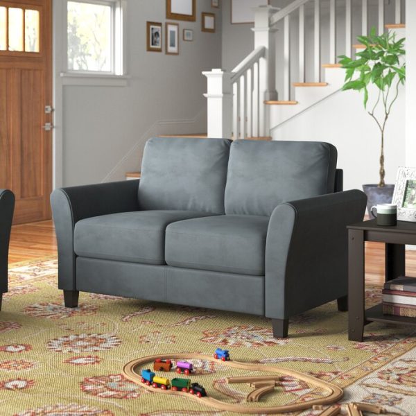 Celestia Microfiber   Microsuede 56.3  Flared Arms Loveseat (SB856) Fashion