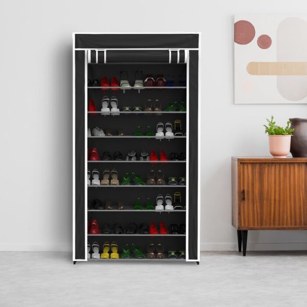 Black 9-Tier 45 Pair Shoe Rack (SB851) Fashion