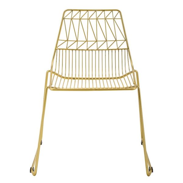 Drouin Metal Slate Back Side Chair in Gold (set of 2) (LW203) For Sale - Image 2