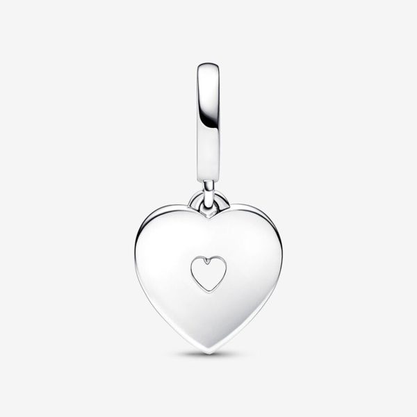 PANDORA : Pearlescent White Heart Double Dangle Charm For Discount - Image 4